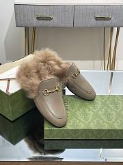 Kitlife Gucci Grey Calfskin Fur Women Princetown Slippers - 6