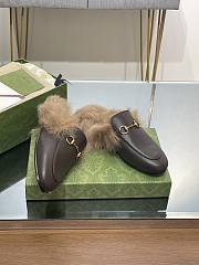 Kitlife Gucci Dark Brown Calfskin Fur Women Princetown Slippers - 2