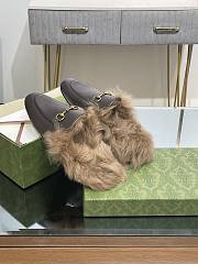 Kitlife Gucci Dark Brown Calfskin Fur Women Princetown Slippers - 4