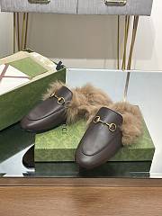 Kitlife Gucci Dark Brown Calfskin Fur Women Princetown Slippers - 5