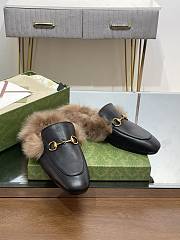 Kitlife Gucci Black Calfskin Fur Women Princetown Slippers - 1