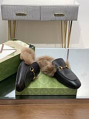 Kitlife Gucci Black Calfskin Fur Women Princetown Slippers - 6