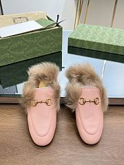 Kitlife Gucci Pink Calfskin Fur Women Princetown Slippers - 1