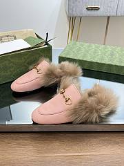 Kitlife Gucci Pink Calfskin Fur Women Princetown Slippers - 2