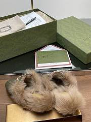 Kitlife Gucci Green Olive Calfskin Fur Women Princetown Slippers - 4