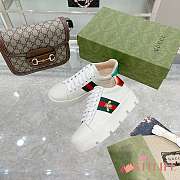  Gucci Leather Embroidered Bee Ace Platform Sneakers  - 1