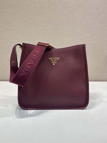 Kitlife Prada Medium Burgundy Leather Shoulder Bag 1BC073 30x28x12cm 