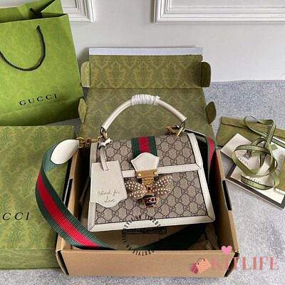 Kitlife Gucci Queen Margaret Bee Bag White 25.5x17.5x13cm - 1