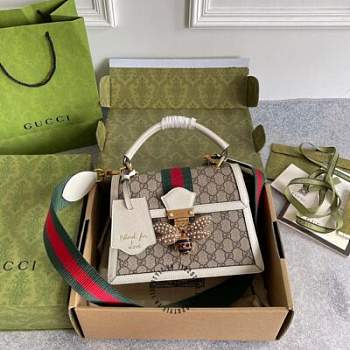 Kitlife Gucci Queen Margaret Bee Bag White 25.5x17.5x13cm