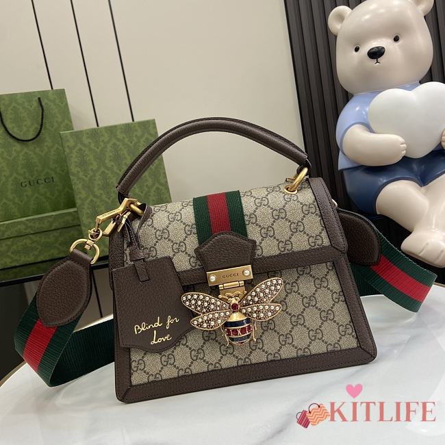 Kitlife Gucci Queen Margaret Bee Bag Brown 25.5x17.5x13cm - 1