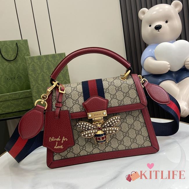 Kitlife Gucci Queen Margaret Bee Bag Red 25.5x17.5x13cm - 1