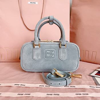 Kitlife Miu Miu Powder Grey Suede Arcadie Bag 5BB142 22x10.5x7.5cm