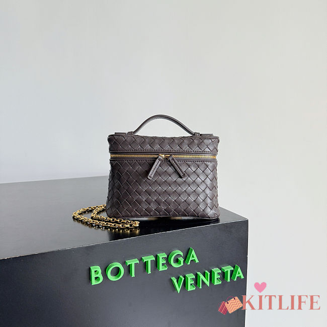 Kitlife Bottega Veneta Small Soft Vanity Dark Brown 843800 19x14x3cm - 1