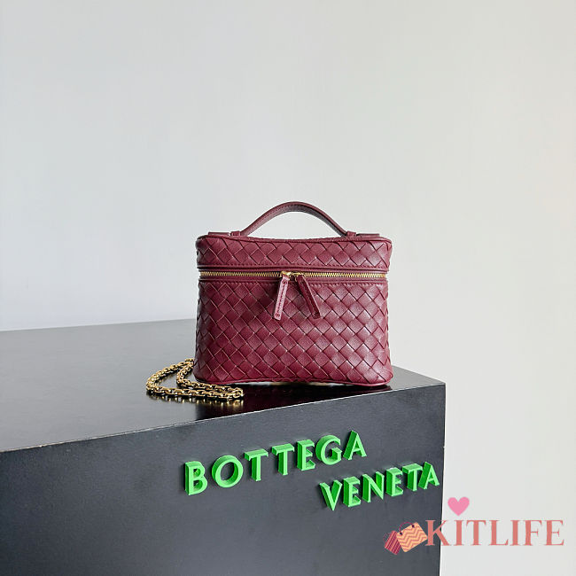 Kitlife Bottega Veneta Small Soft Vanity Dark Burgundy 843800 19x14x3cm - 1