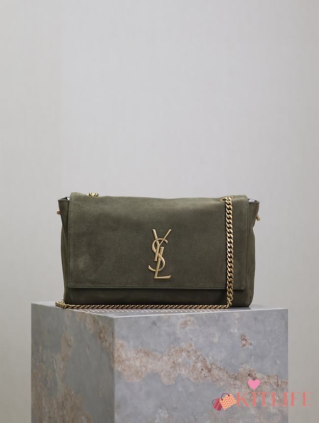 Kitlife Saint Laurent Kate Reversible Khakhi Green Suede & Calfskin Leather Shoulder Bag 553804 28.5x20x6cm - 1