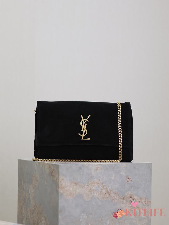 Kitlife Saint Laurent Kate Reversible Black Suede & Calfskin Leather Shoulder Bag 553804 28.5x20x6cm - 1