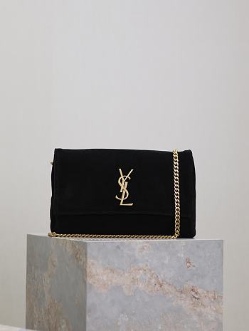 Kitlife Saint Laurent Kate Reversible Black Suede & Calfskin Leather Shoulder Bag 553804 28.5x20x6cm