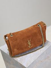 Kitlife Saint Laurent Kate Reversible Dark Brown Suede & Calfskin Leather Shoulder Bag 553804 28.5x20x6cm  - 4