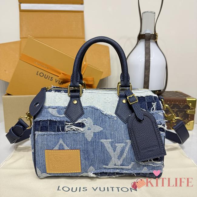 Kitlife Louis Vuitton Speedy 25 Bandoulière Bag Blue Denim M15276 25x15x15cm - 1