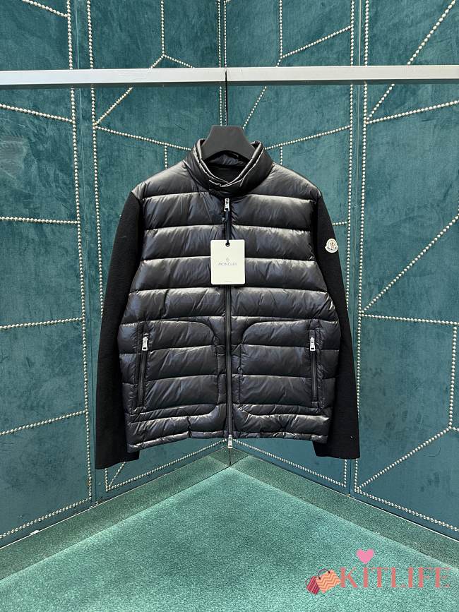 Kitlife Moncler Men Padded Wool Zip-Up Cardigan Black - 1