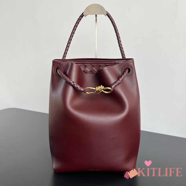 Kitlife Bottega Veneta Andiamo Bucket Burgundy 844169 34x24x12cm - 1