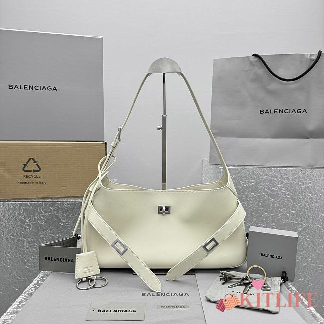 Kitlife Balenciaga Bel Air Shoulder Bag Small In White 92876 35x10x17cm - 1