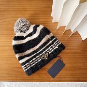 Kitlife Prada Striped Soft Wool Beanie Black - 1