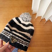 Kitlife Prada Striped Soft Wool Beanie Black - 4
