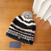 Kitlife Prada Striped Soft Wool Beanie Black - 3