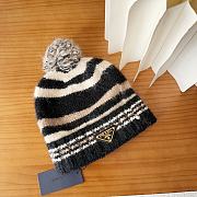 Kitlife Prada Striped Soft Wool Beanie Black - 2