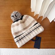 Kitlife Prada Striped Soft Wool Beanie Cream - 1