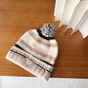 Kitlife Prada Striped Soft Wool Beanie Cream - 5