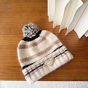 Kitlife Prada Striped Soft Wool Beanie Cream - 3