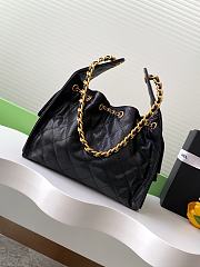 Kitlife Chanel 25C Drawstring Bucket Hobo Bag Black Grained Leather 30×26×14cm - 3