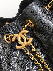 Kitlife Chanel 25C Drawstring Bucket Hobo Bag Black Grained Leather 30×26×14cm - 2
