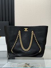 Kitlife Chanel Shopping Bag Black Grained Shiny Calfskin & Gold-Tone Metal AS5746 42x32x14cm - 1