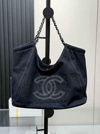 Kitlife Chanel Vintage Blue Denim Tote Bag AS2138 39x14x36cm