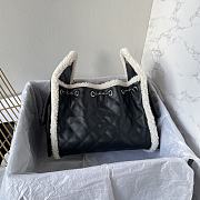 Kitlife Chanel Drawstring Handbag Black Grained Shearling Leather & Silver Metallic AS5293 30x26x14cm - 3