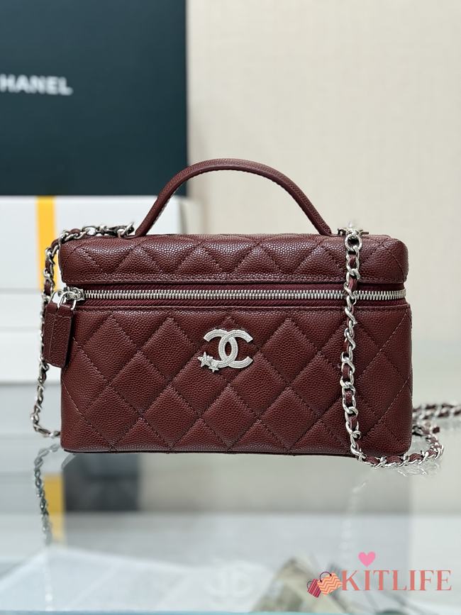 Kitlife Chanel 25B LP Star Logo Double C Vanity Bag Burgundy 19.5x17x5cm - 1