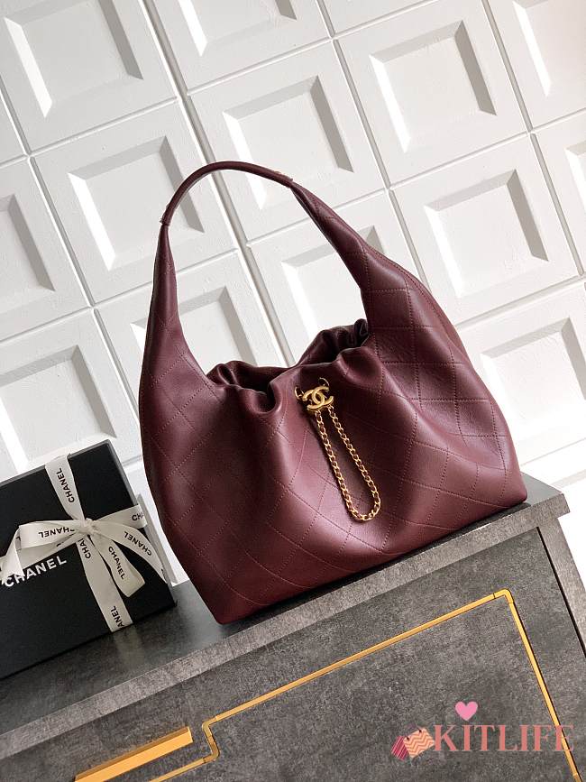 Kitlife Chanel 26C Hobo Bag in Burgundy Leather 35x12x45cm - 1