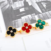 Kitlife Van Cleef & Arpels  Four-Leaf Clover Ring with Diamonds in Black/ Red / Green - 3