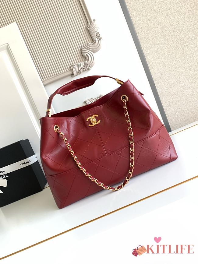 Kitlife Chanel Shopping Bag Burgundy Calfskin and Gold Plated Metal AS5634 36x24x12cm - 1