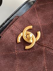 Kitlife Chanel Shopping Bag Dark Brown Suede Calfskin and Black Shiny Lambskin & Gold-Tone Metal 36x24x12cm - 5