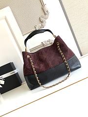 Kitlife Chanel Shopping Bag Dark Brown Suede Calfskin and Black Shiny Lambskin & Gold-Tone Metal 36x24x12cm - 2