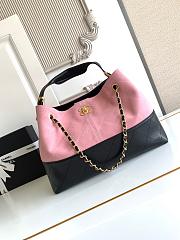 Kitlife Chanel Shopping Bag Pink Suede Calfskin and Black Shiny Lambskin & Gold-Tone Metal 36x24x12cm  - 1