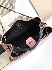 Kitlife Chanel Shopping Bag Pink Suede Calfskin and Black Shiny Lambskin & Gold-Tone Metal 36x24x12cm  - 6