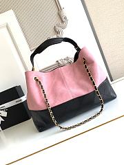 Kitlife Chanel Shopping Bag Pink Suede Calfskin and Black Shiny Lambskin & Gold-Tone Metal 36x24x12cm  - 5