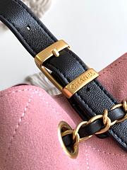 Kitlife Chanel Shopping Bag Pink Suede Calfskin and Black Shiny Lambskin & Gold-Tone Metal 36x24x12cm  - 4