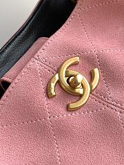Kitlife Chanel Shopping Bag Pink Suede Calfskin and Black Shiny Lambskin & Gold-Tone Metal 36x24x12cm  - 2