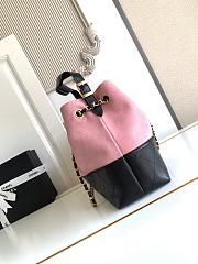 Kitlife Chanel Shopping Bag Pink Suede Calfskin and Black Shiny Lambskin & Gold-Tone Metal 36x24x12cm  - 3